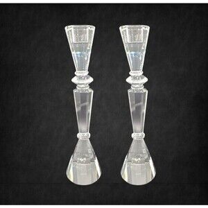 Shannon Crystal Taper or Pillar Candle Holders Candlesticks 12" Tall Set Of 2